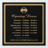クラシックオープニングアワーズ ビジネス ロゴ ブラック ゴールド ウィンドウサイン (シート)