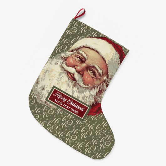 クラシックオールドサンファッションドタクリスマスストッキング ラージクリスマスストッキング (正面 (吊り時))