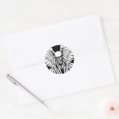 クラシックオールドスクールスカルウイングスイラストレーション ラウンドシール (封筒)