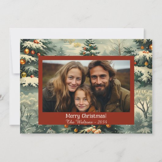 クラシックオールドファッションドクリスマスツリーホリディフォト シーズンカード (正面)