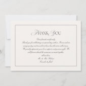 クラシックオールドマネーブラック&アイボリー結婚式の写真 サンキューカード (正面)