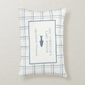 クラシックカスタマイズ可能なプレイドレイクハウスブルーフィッシュ アクセントクッション (正面(垂直))