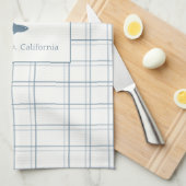 クラシックカスタマイズ可能なプレイドレイクハウスブルーフィッシュ キッチンタオル (四つ折り)