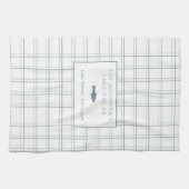 クラシックカスタマイズ可能なプレイドレイクハウスブルーフィッシュ キッチンタオル (横)