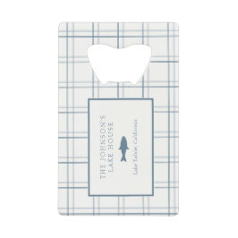 クラシックカスタマイズ可能なプレイドレイクハウスブルーフィッシュ クレジットカード栓抜き