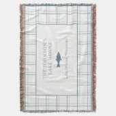 クラシックカスタマイズ可能なプレイドレイクハウスブルーフィッシュ スローブランケット (正面縦)
