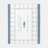 クラシックカスタマイズ可能なプレイドレイクハウスブルーフィッシュ フリースブランケット (正面)