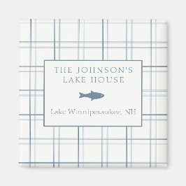 クラシックカスタマイズ可能なプレイドレイクハウスブルーフィッシュ マグネット