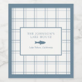 クラシックカスタマイズ可能なプレイドレイクハウスブルーフィッシュ ワインラベル (シングルラベル)