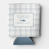 クラシックカスタマイズ可能なプレイドレイクハウスブルーフィッシュ 缶クーラー (正面)