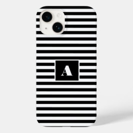 クラシックカスタムイニシャル白黒ストライプの Case-Mate iPhone 14ケース