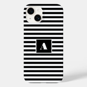 クラシックカスタムイニシャル白黒ストライプの Case-Mate iPhone 14ケース
