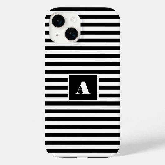 クラシックカスタムイニシャル白黒ストライプの Case-Mate iPhoneケース (裏面)