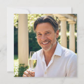 クラシックカスタムエージフォトギリシャ鍵誕生日グリーン 招待状 (裏面)