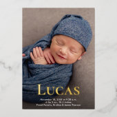 クラシックカスタムシンプルベビー名エレガント 箔シーズンカード (正面)