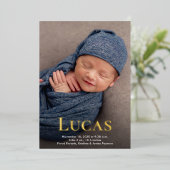 クラシックカスタムシンプルベビー名エレガント 箔シーズンカード (立ち正面)