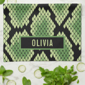 クラシックカスタムネーム スネーク アニマル プリント パターン キッチンタオル (折り畳み)