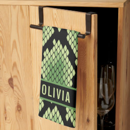 クラシックカスタムネーム スネーク アニマル プリント パターン キッチンタオル