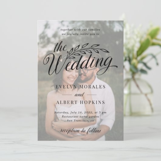 クラシックカスタムヴィンテージ素朴スクリプ結婚ト 招待状 (スタンド正面)