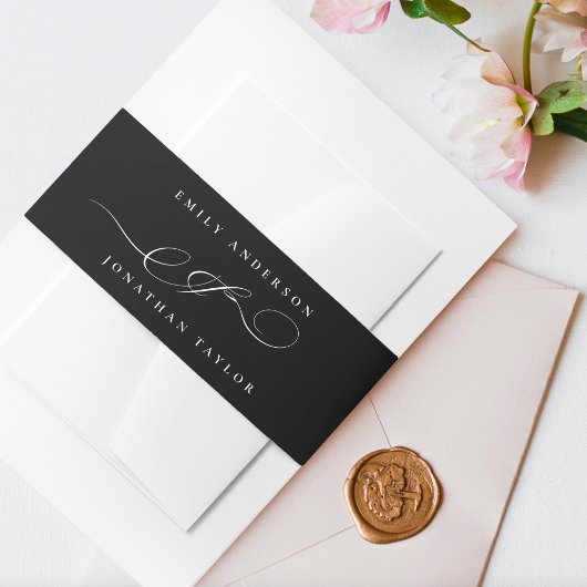 クラシックカスタム白黒書道結婚の 招待状ベリーバンド