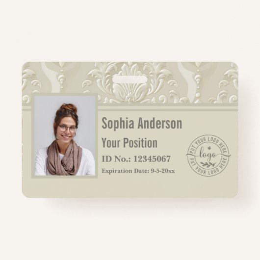 クラシックカスタム社員フォト会社QRコード バッジ (正面)