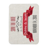 クラシックカスタムSave the Date Red Banner マグネット (縦)