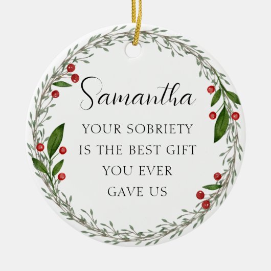 クラシックカスタムSobriatyマイルストーンソバークリスマス セラミックオーナメント (正面)