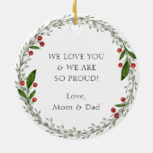 クラシックカスタムSobriatyマイルストーンソバークリスマス セラミックオーナメント (裏面)