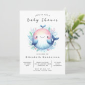 クラシックカスタムWhale Baby Shower 招待状 (スタンド正面)