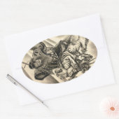 クラシックカッコいいヴィンテージ日本の鬼 楕円形シール (封筒)