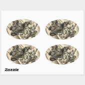 クラシックカッコいいヴィンテージ日本の鬼 楕円形シール (シート)