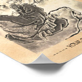 クラシックカッコいいヴィンテージ日本の魔僧タトゥー ポスター (角)