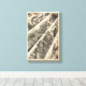 クラシックカッコいいヴィンテージ日本魔墨入れ キャンバスプリント (インサイチュ (ウッドフロア))