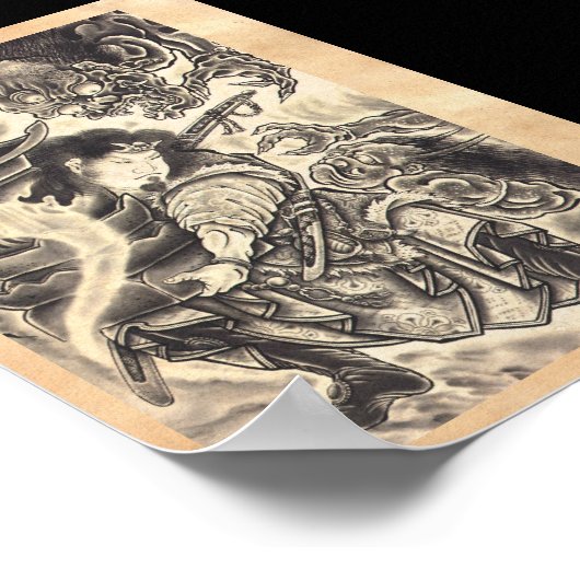 クラシックカッコいいヴィンテージ日本魔墨入れ ポスター (角)