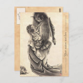 クラシックカッコいいヴィンテージ日本魔墨入れ ポストカード (正面/裏面)