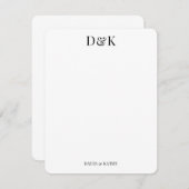 クラシックカップルモノグラムの名結婚前に感謝 ノートカード (正面/裏面)