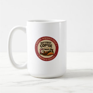クラシックカフェステッカー「But First Coffee Vintage Cafe」 コーヒーマグカップ