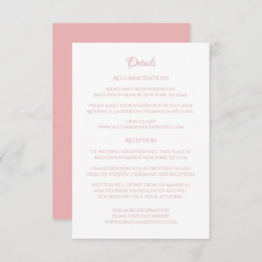 クラシックカメオリージェンシー結婚ピンク詳細 エンクロージャーカード (正面/裏面)