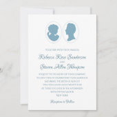 クラシックカメオリージェンシー結婚ブルー 招待状 (正面)