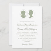 クラシックカメオ リージェンシーグリーン ウェディング 招待状 (正面)