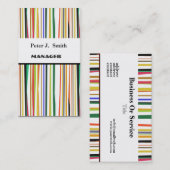 クラシックカラフルおもしろいレトロスタイルパターンストライプ 名刺 (正面/裏面)