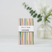 クラシックカラフルおもしろいレトロスタイルパターンストライプ 名刺 (スタンド正面)