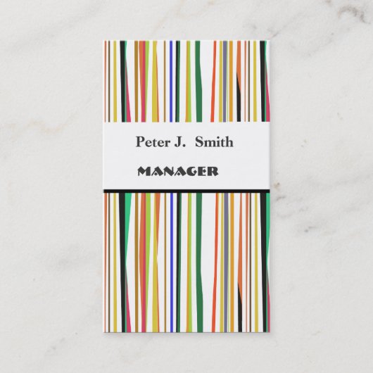 クラシックカラフルおもしろいレトロスタイルパターンストライプ 名刺 (正面)