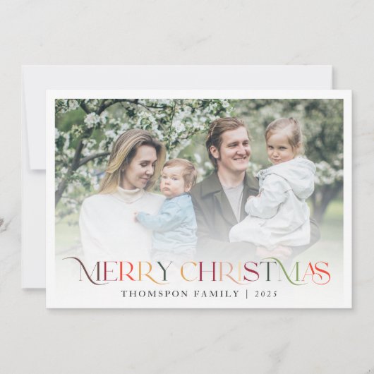クラシックカラフルエレガントMerry Christmas写真 シーズンカード (正面)
