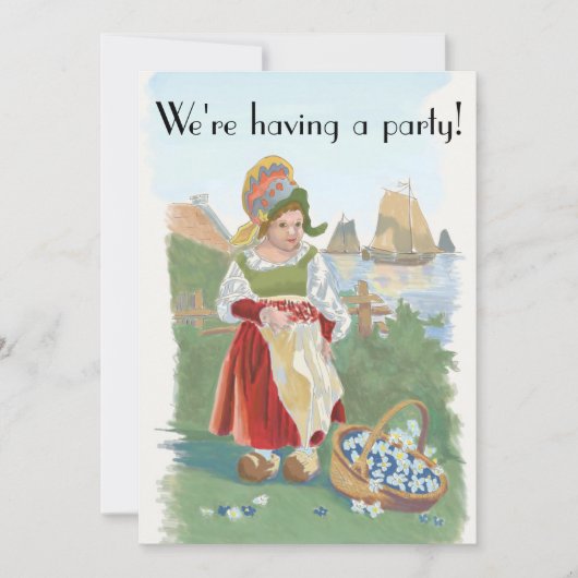 クラシックカラフルオランダガール絵画ズ 招待状 (正面)