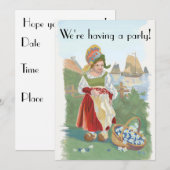 クラシックカラフルオランダガール絵画ズ 招待状 (正面/裏面)