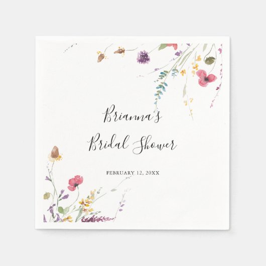 クラシックカラフルフローラブライダルシャワー スタンダードカクテルナプキン (正面)