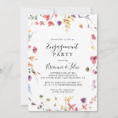 クラシックカラフルフローラ婚約パーティ 招待状 (正面)