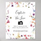 クラシックカラフルワイルドキャプチャー愛ハッシュタグ ポスター (正面)