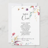 クラシックカラフルワイルドテーブル番号1シーティンググラフ 招待状 (裏面)